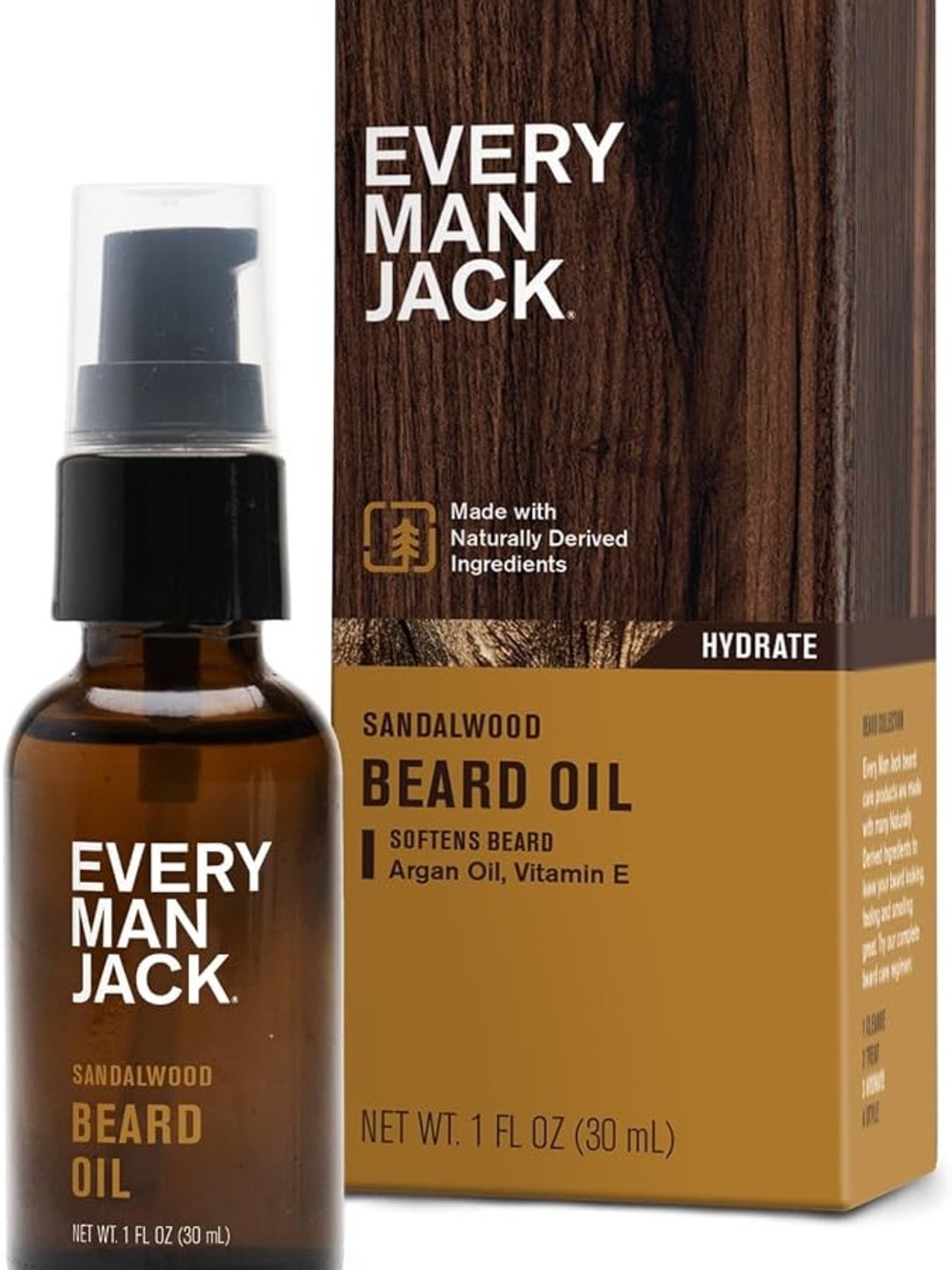 ⚠️ 5/25: Every Man Jack Sandalwood Hydrate Beard Oil (1 fl oz) NWT